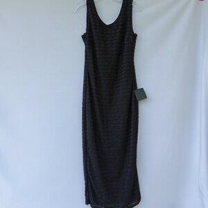 Lulus‎ Black Textured Bodycon Midi Dress NWT Size L